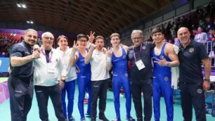 Ginnastica squadra senior azzurra 2° da destra Abbadini - Camp.Europei